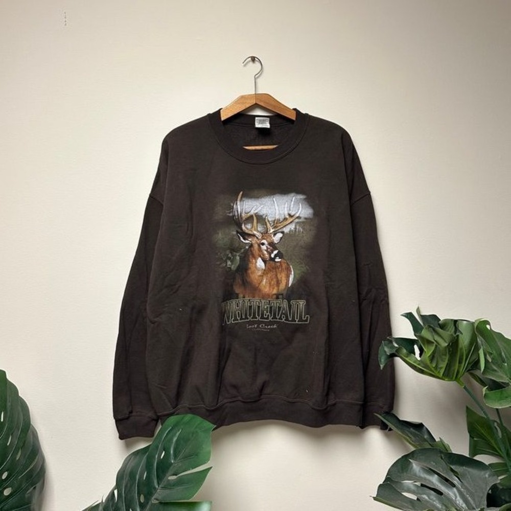 Early 00s Deer Nature Animal Crewneck